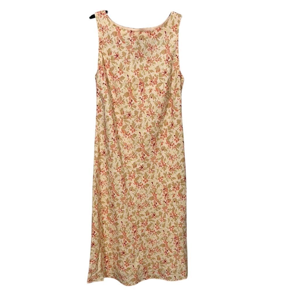 Ann Taylor Loft Floral Sleeveless Midi Linen Blend Dress Vintage 2P‎ PETITE